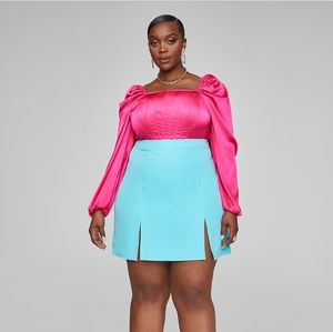 - BNIB Fashion to Figure teal blue suiting skirt, size 4x